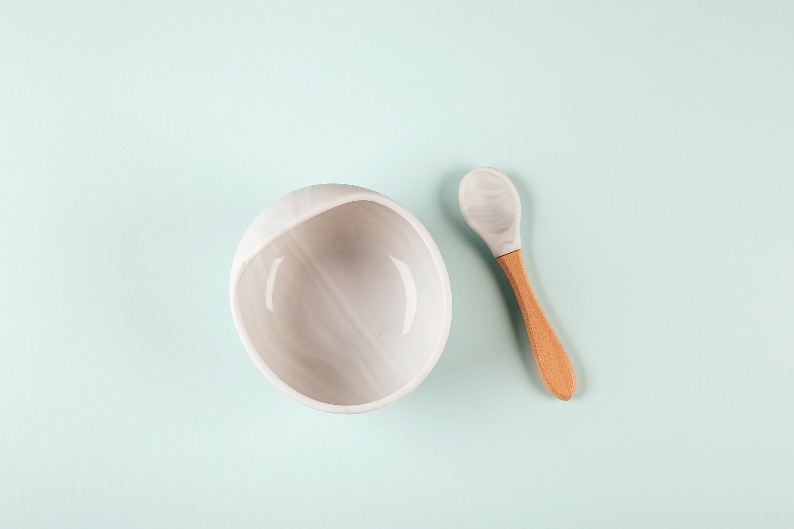 Grey Silicone Dishware for Feeding Baby